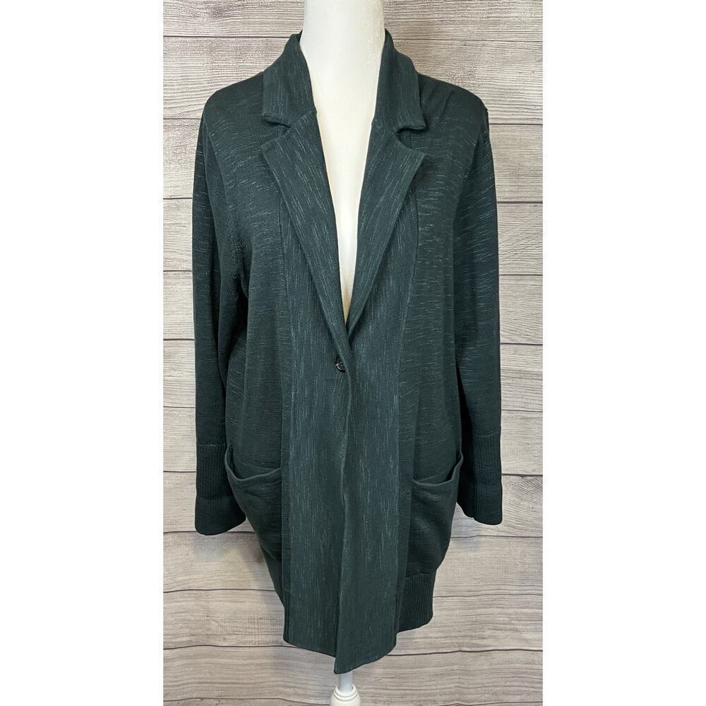 J.‎ Jill Women's Textured Jacket Grandpa Cardigan Sweater L Green Pocket Button